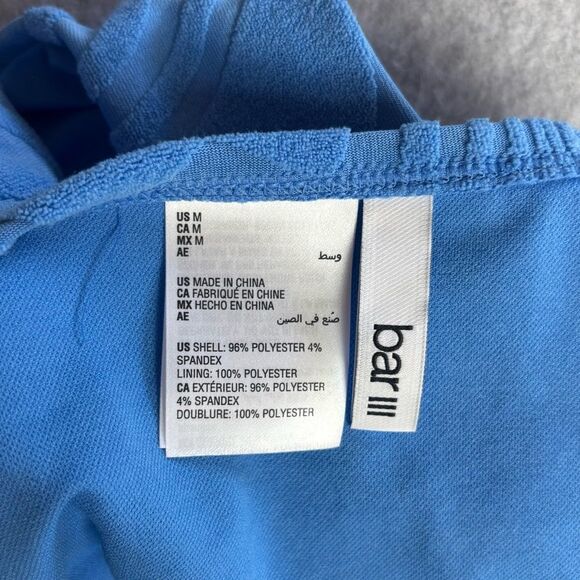 Bar III Blue Textured 2 Piece Swimsuit Hankey Top Tankini Bikini Size S/M NEW - Picture 11 of 15